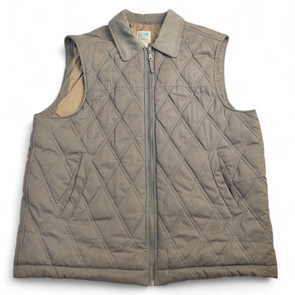Travel Smith Mens Large Quilted Vest Pockets Full Zip Sleeveless Jacket Collar